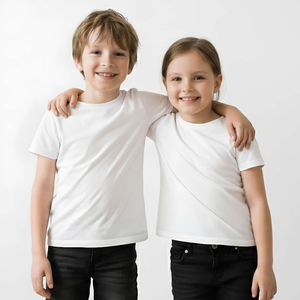 Camiseta Infantil Branca 100% Poliéster para Sublimação | Tamanhos 1 ao 10 | Ideal para Estampar