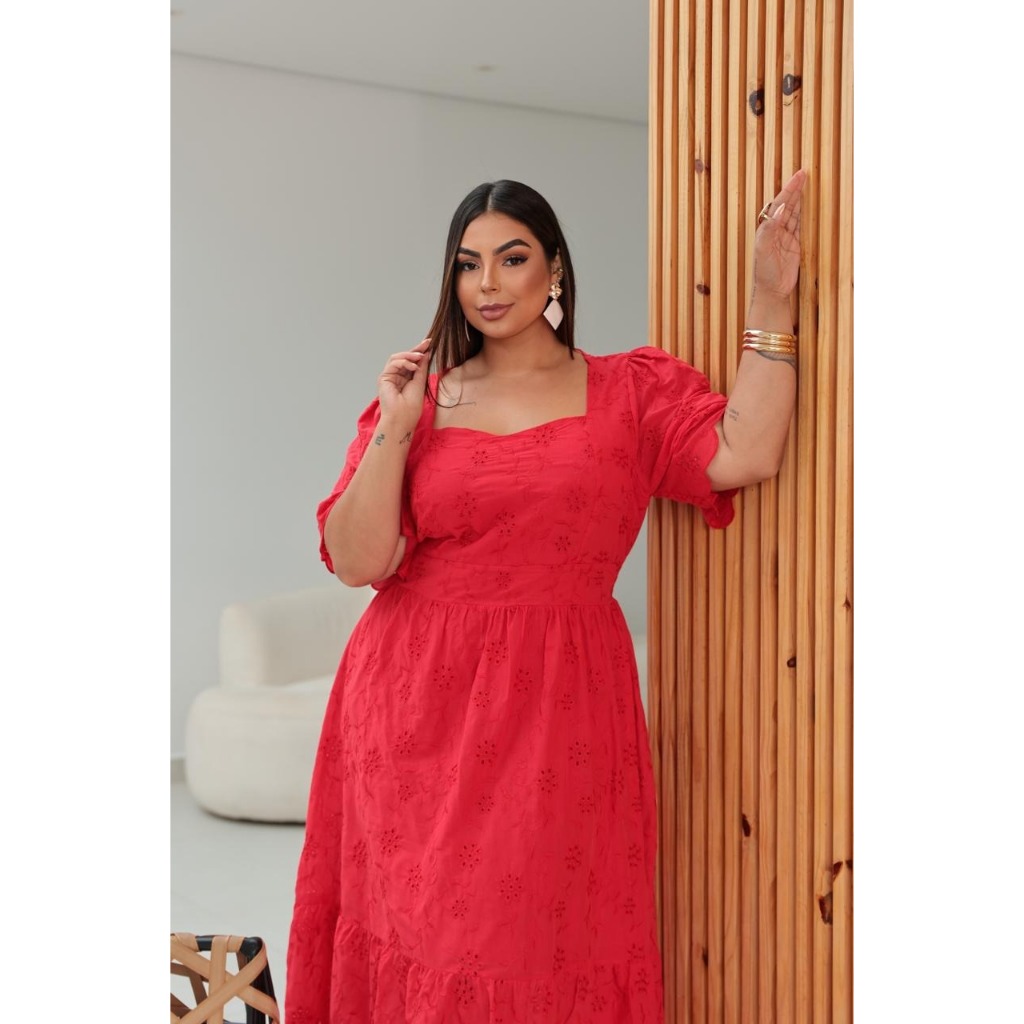 Vestido Plus Size Longo Malha Lesse Manguinha Tendência Luxo