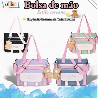 Bolsa Transversal Vistoso Bag de Ombro Coreana Escolar Infantil + Ursinho Bolsa de mão Impermeável em Oferta na Shopee