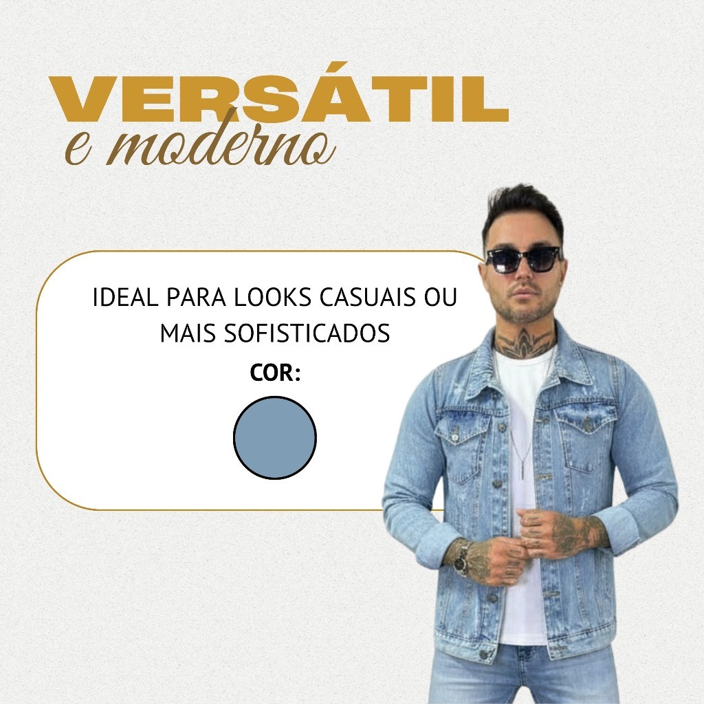 Detalhes do Jaqueta Jeans Masculina Tradicional Managa Longa Estilo Oversized Elegante Versátil Sofisticada