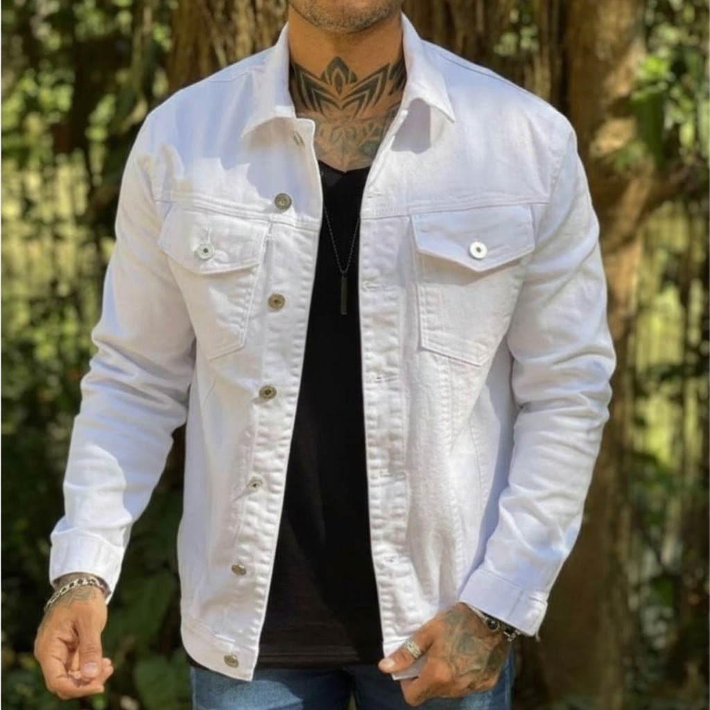 Jaqueta Jeans Masculina Tradicional Managa Longa Estilo Oversized Elegante Versátil Sofisticada