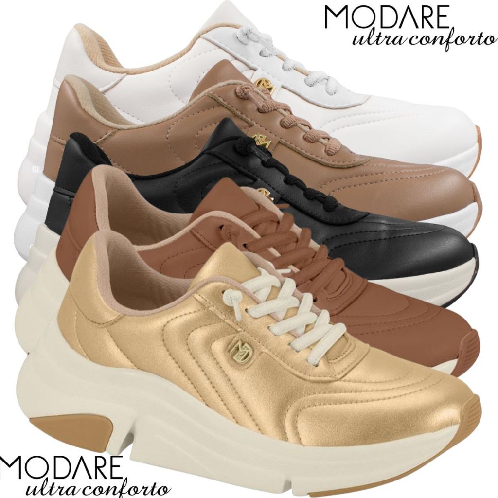 Tênis Plataforma Feminino Modare Ultraconforto Casual Ortopédico Macio Leve Original Modare