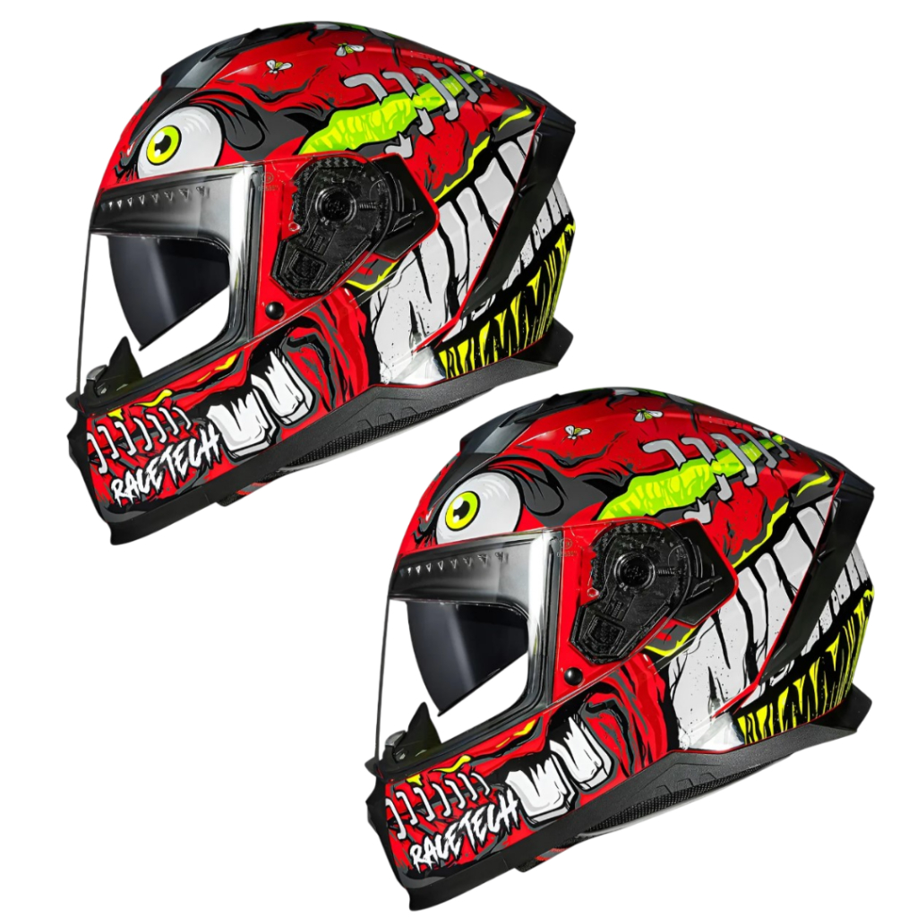CAPACETE CASAL RACE TECH VOLT C/ VISEIRA SOLAR OFERTA CROC VERMELHO MONSTER +VISEIRA CRISTAL