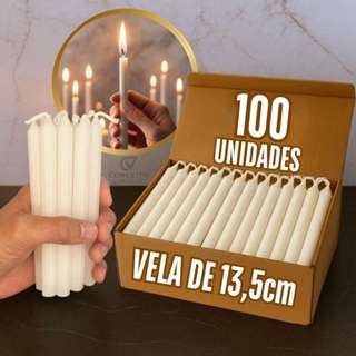 Kit 100, 50, 20 e 10 Velas Brancas Palito 100% Parafina - 13,5cm Altura Tradicional Atacado em Oferta na Shopee