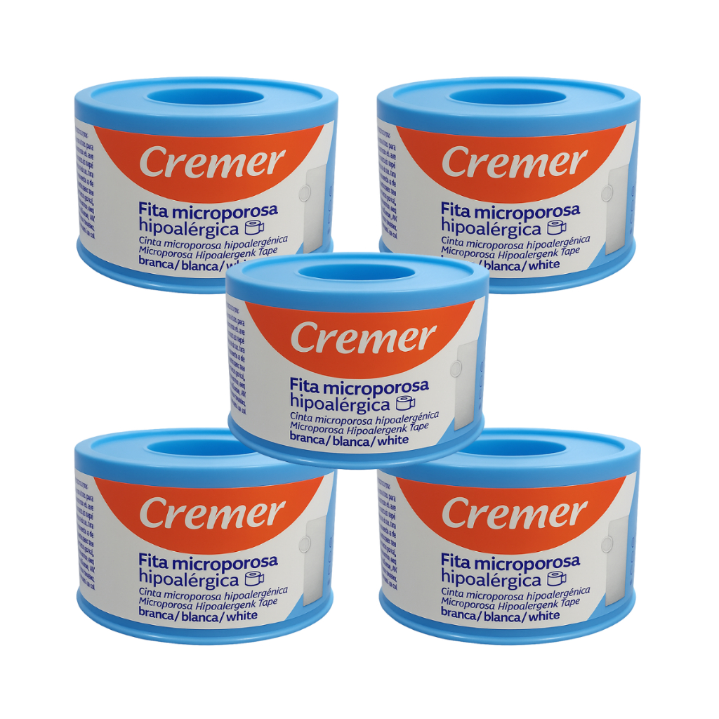 Kit 5 Fitas Micropore Branco 2,5cm x 10m Cremer Hipoalergênica Respirável Alta fixação em Oferta na Shopee
