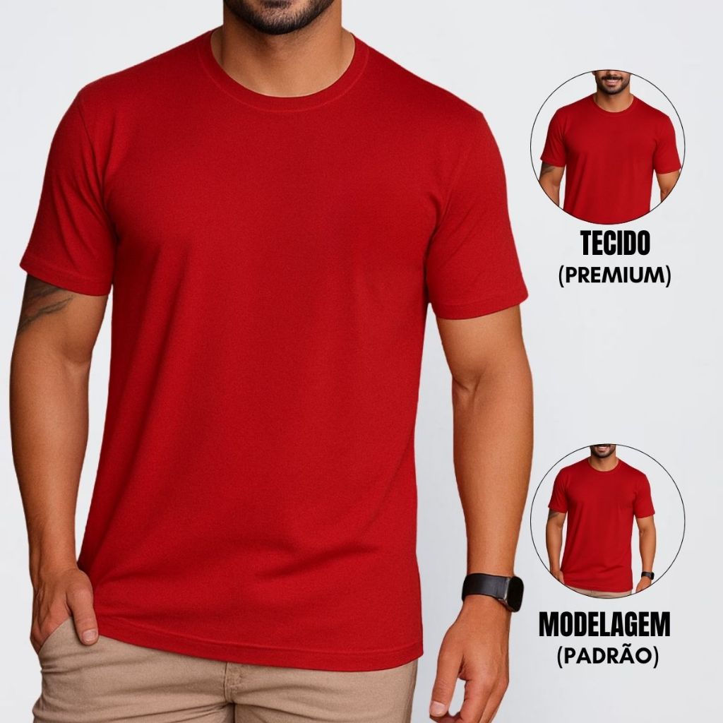Camiseta Lisa Básica Masculina 100% Algodão