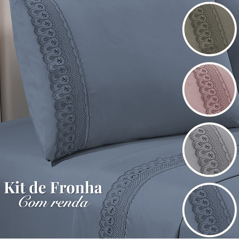 Kit 2 e 4 Peças Fronha de Travesseiro 70x50cm Macio Rendada Quarto Cama Flora Renda Habitat em Oferta na Shopee