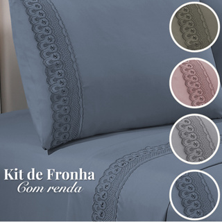 Kit 2 e 4 Peças Fronha de Travesseiro 70x50cm Macio Rendada Quarto Cama Flora Renda Habitat em Oferta na Shopee