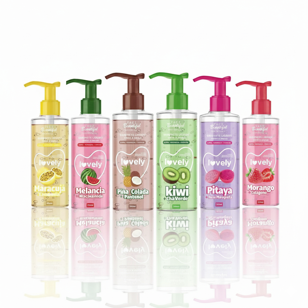 Kit 6 Sabonetes Líquidos Corporais e Faciais|para verão festa das cores  Lovely Face Beautiful