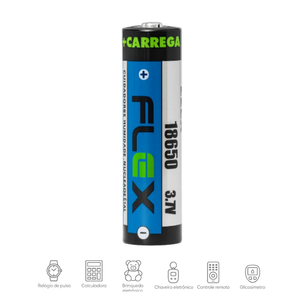 Pilhas Baterias Flex Gold18650 3800mah 3,7v Recarregável