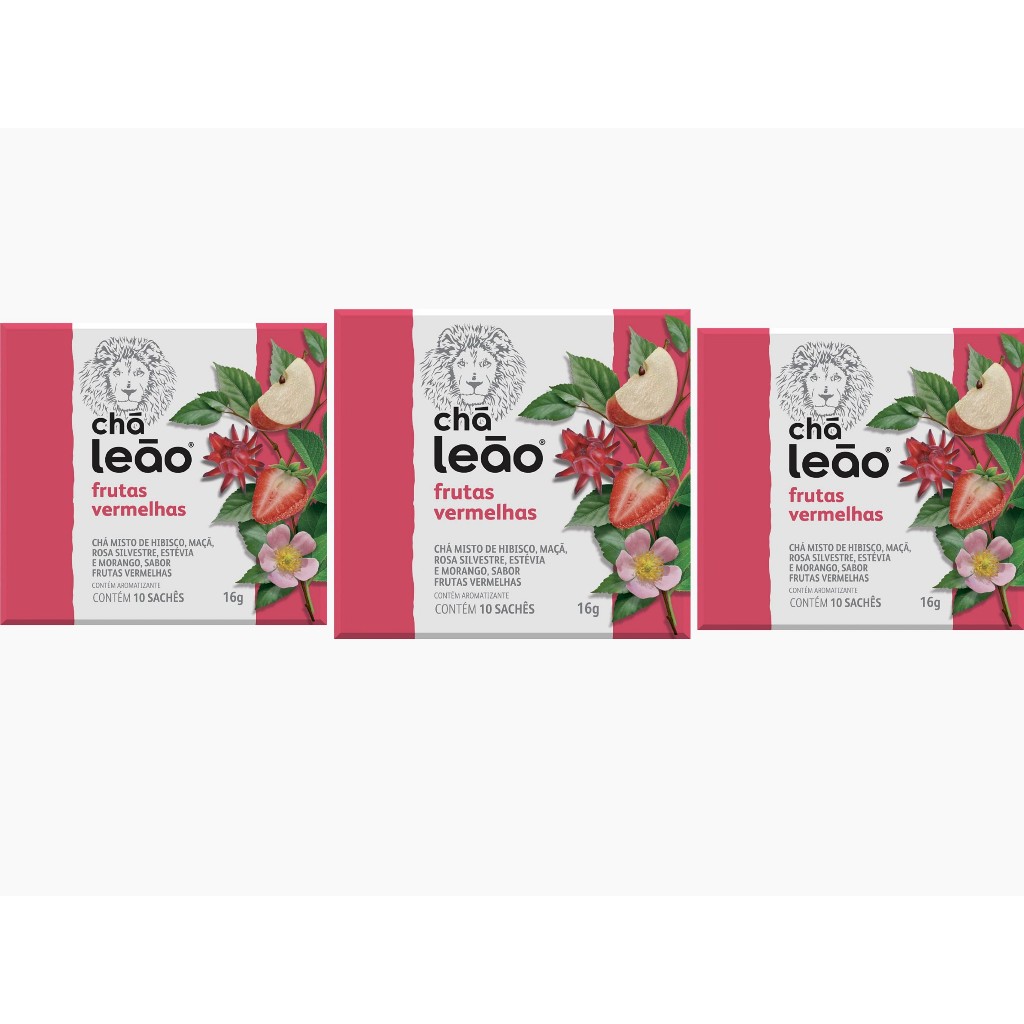 Chá Leão Frutas Vermelhas - Combo (30 Sachês) em Oferta na Shopee