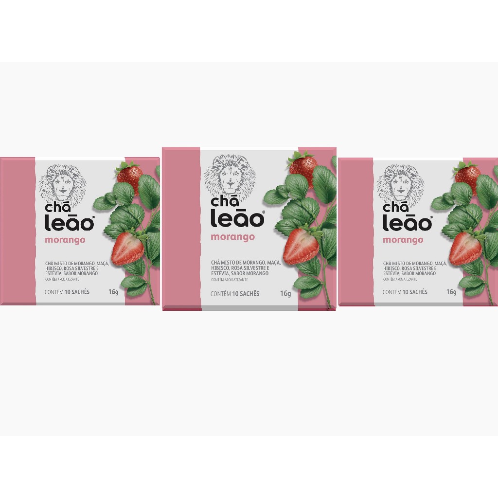 Chá Leão Morango - Combo (30 Sachês) em Oferta na Shopee