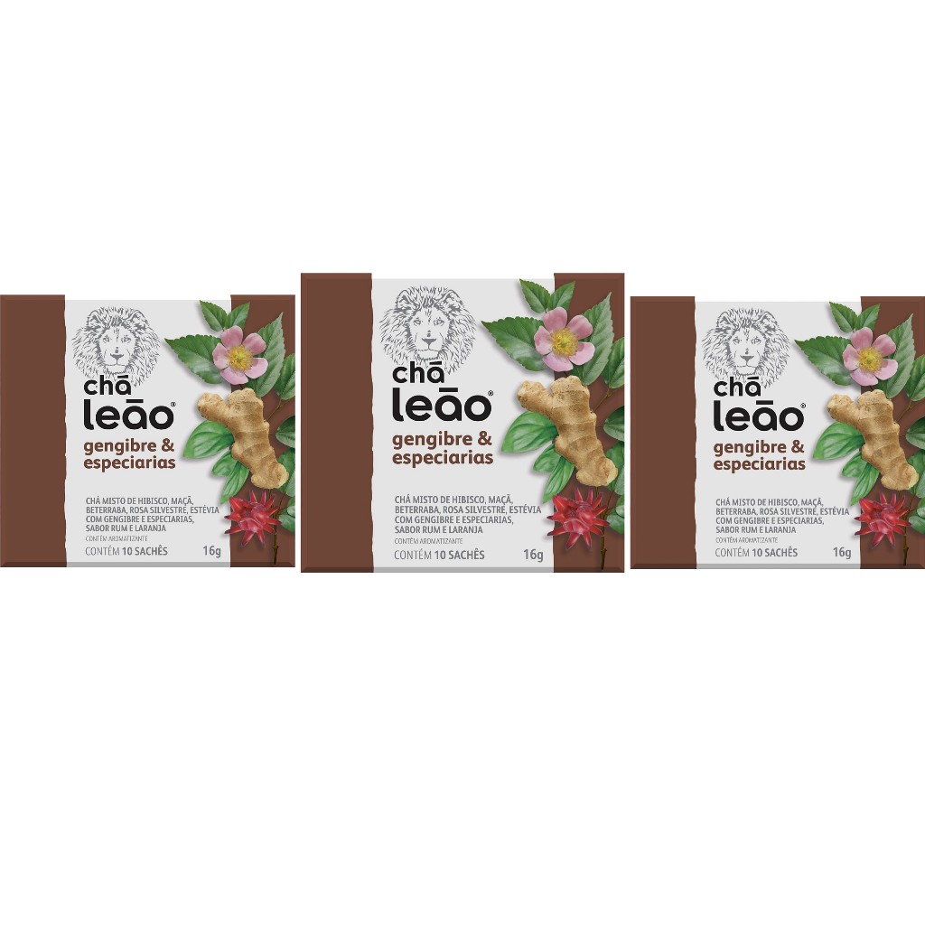 Chá Leão Gengibre e Especiarias - Combo (30 Sachês) em Oferta na Shopee