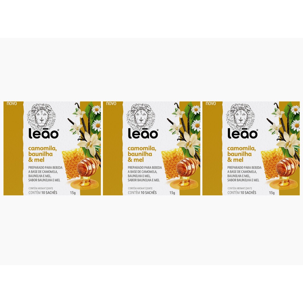 Chá Leão Camomila, Baunilha e Mel - Combo (30 Sachês) em Oferta na Shopee