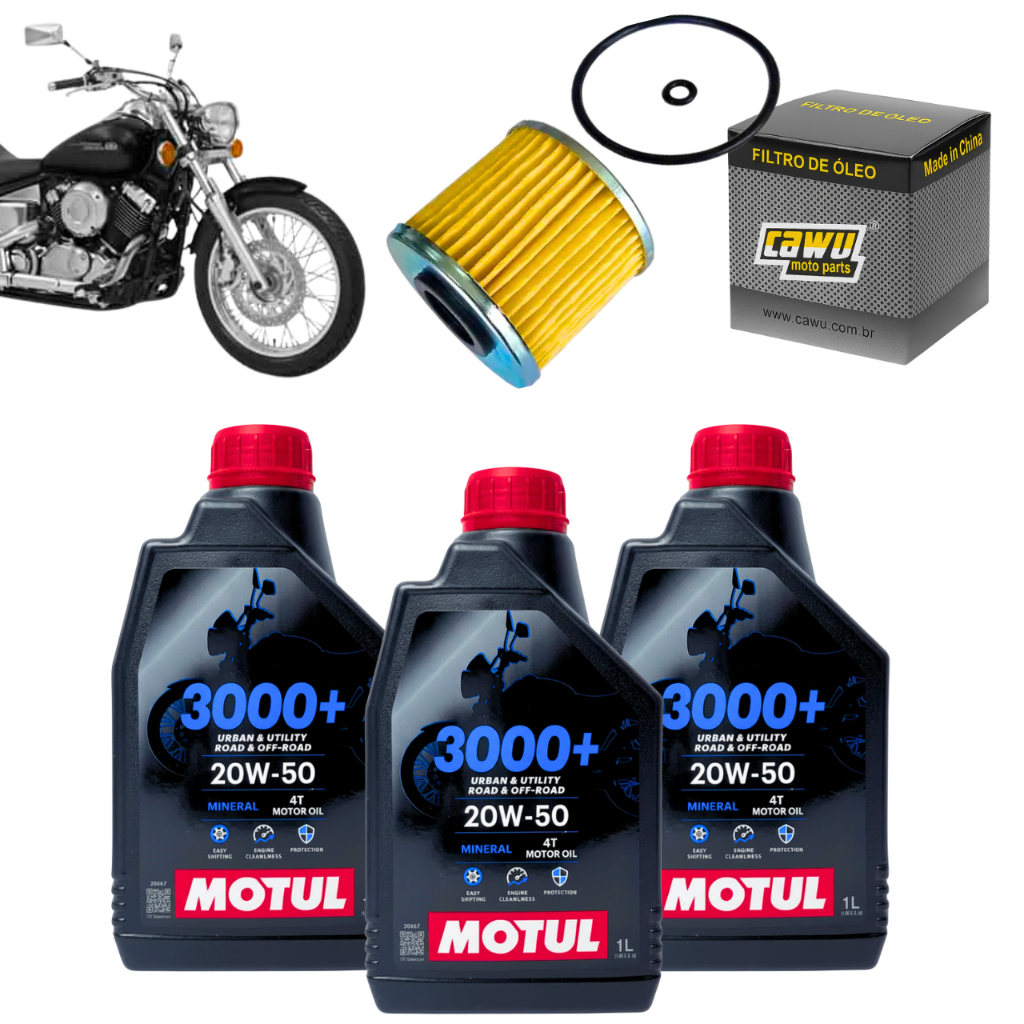 Kit Óleo 3L Motul 3000 20w50 + Filtro De Óleo Dragstar Xvs 650