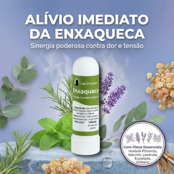 Inalador para Enxaqueca | Alívio Rápido da Dor | Hortelã, Alecrim, Lavanda, Eucalipto e Olíbano | Ação Natural