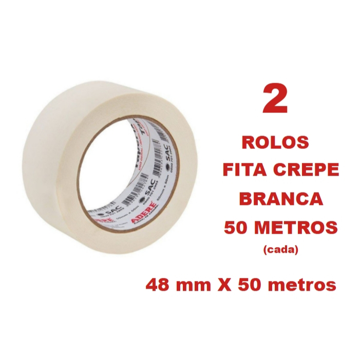 2 Fita crepe branca 50 METROS alta qualidade