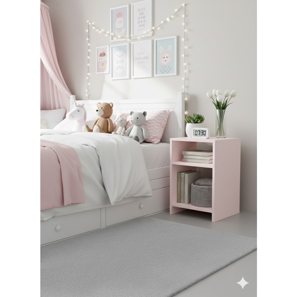 Mesa de Cabeceira em MDF Criado Mudo Decoração Quarto Rosa - ENVIAMOS JÁ MONTADO. em Oferta na Shopee