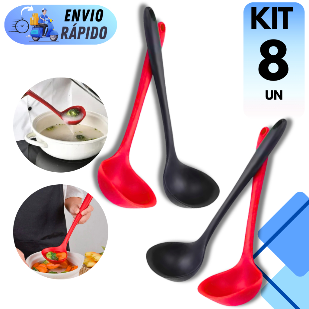 KIT 8 CONCHAS SILICONE PARA RESTAURANTE MINI CONCHA 21CM SOPA CALDO FEIJÃO UTENSILIO CULINARIO