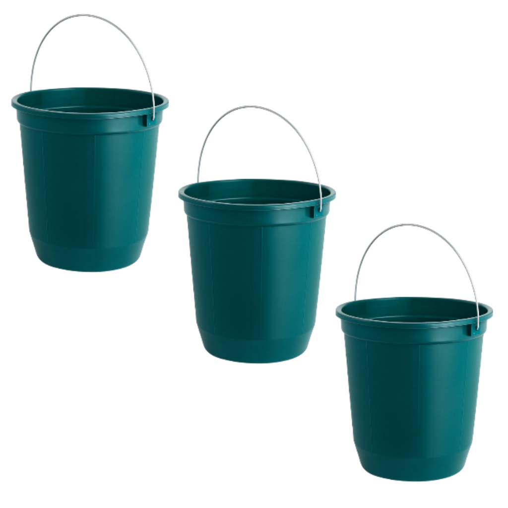 Kit Com 3 Balde Plástico Grande 14,5 Litros Com Alça Multiuso Lavanderia Reforma Obra