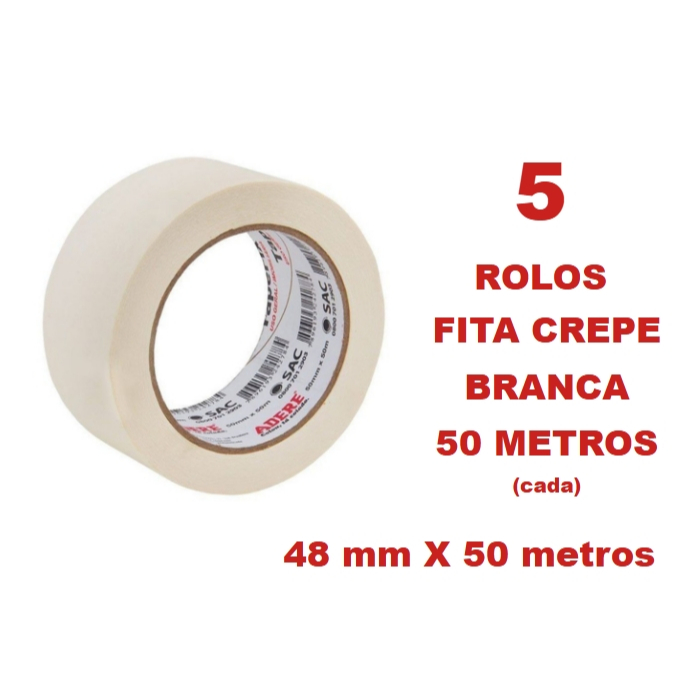 5 Fita crepe branca 50 METROS alta qualidade
