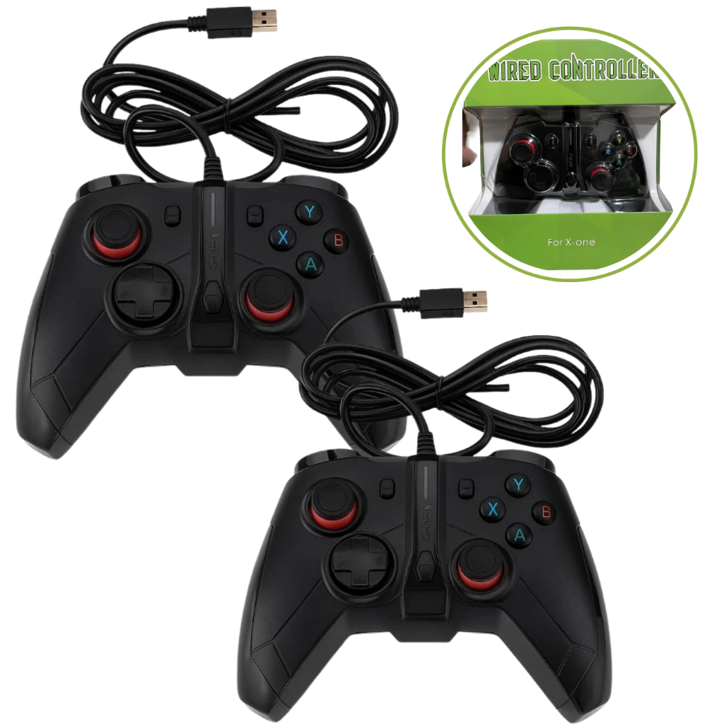 Kit 2 Controle Joystick Compativel Xbox One Series S X Pc Gamer Com Fio Feir