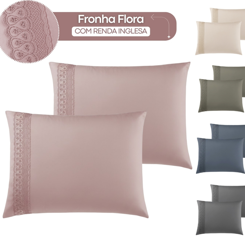 Kit 2 Fronhas 50 X 70 Com Renda Toque Acetinado Super Macio Lançamento Habitat