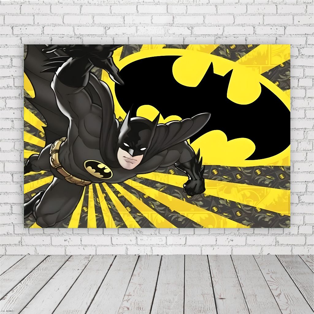 Painel de Festa Retangular em Lona Fosca - Batman Batsinal