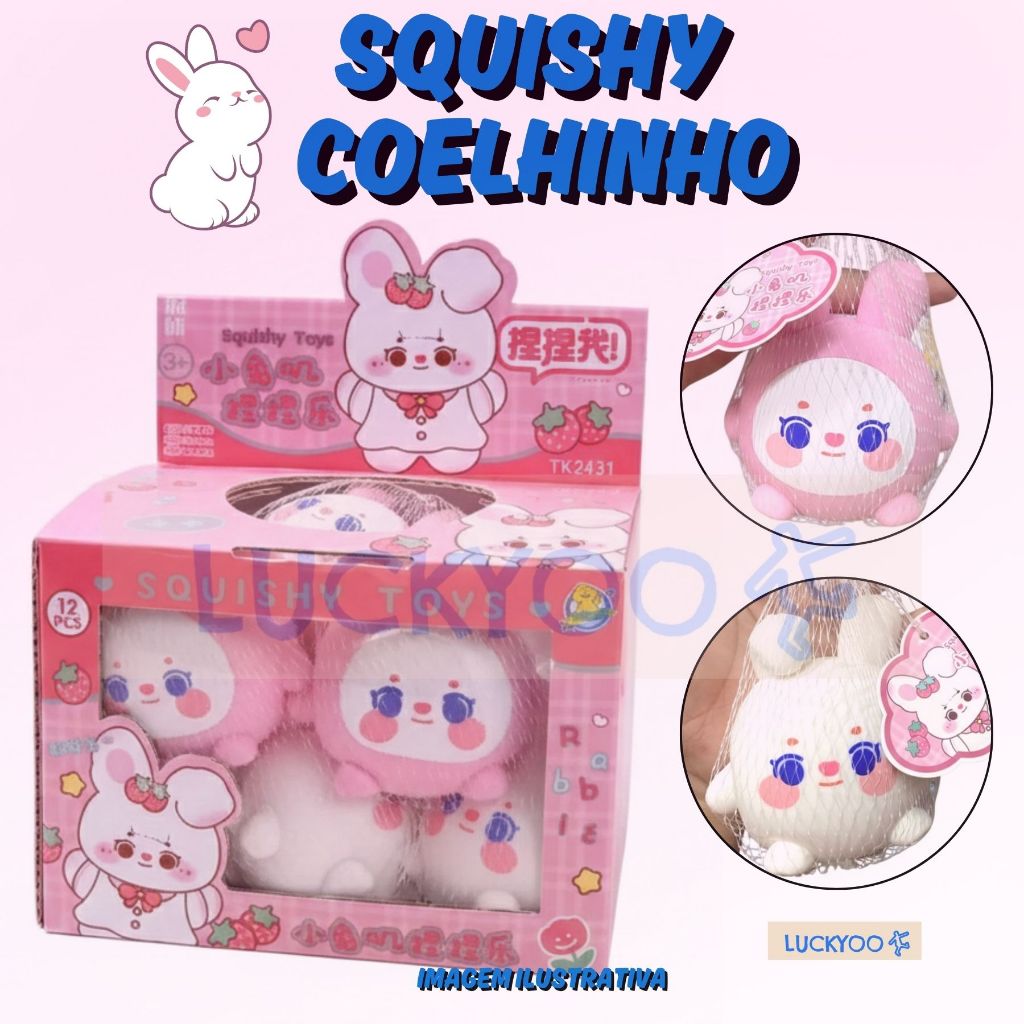 Taba Squishy Coelho Kawaii Antiestresse Brinquedo de Apertar Presente Macio Fidget Alívio Ansiedade