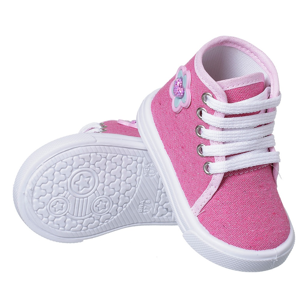 Tênis Infantil Flor Bordado Feminino Cano Alto Estiloso e Confortável Vários Tamanhos e Cores