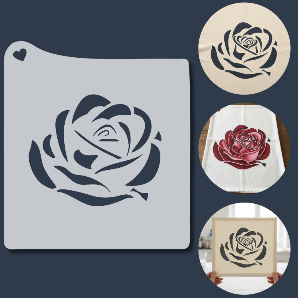 Stencil para Pintura Flor Aberta Molde Vazado Artesanato Decoração Tecido Mdf Caixas Camisa Mochilas