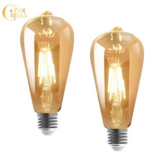 Kit 2 Lâmpadas Retrô ST64 LED Filamento – Vidro Âmbar – Bocal E27 em Oferta na Shopee