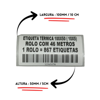 Kits 1 a 6  Rolos etiqueta Térmica Adesiva 100x50 (10x5) em Oferta na Shopee