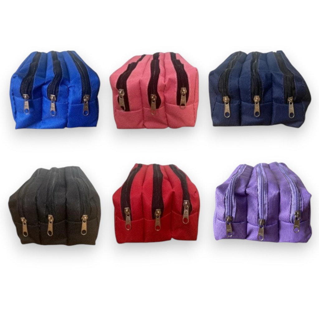 Estojo Escolar Triplo Grande 3 Divisórias com Zíper Menino e Menina Diversas Cores ENVIO RÁPIDO em Oferta na Shopee