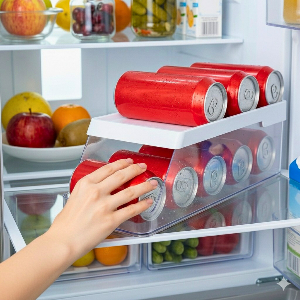 Organizador de Latas Geladeira 9 Unid Acrílico Com Rolagem Integrada Casa Primo em Oferta na Shopee