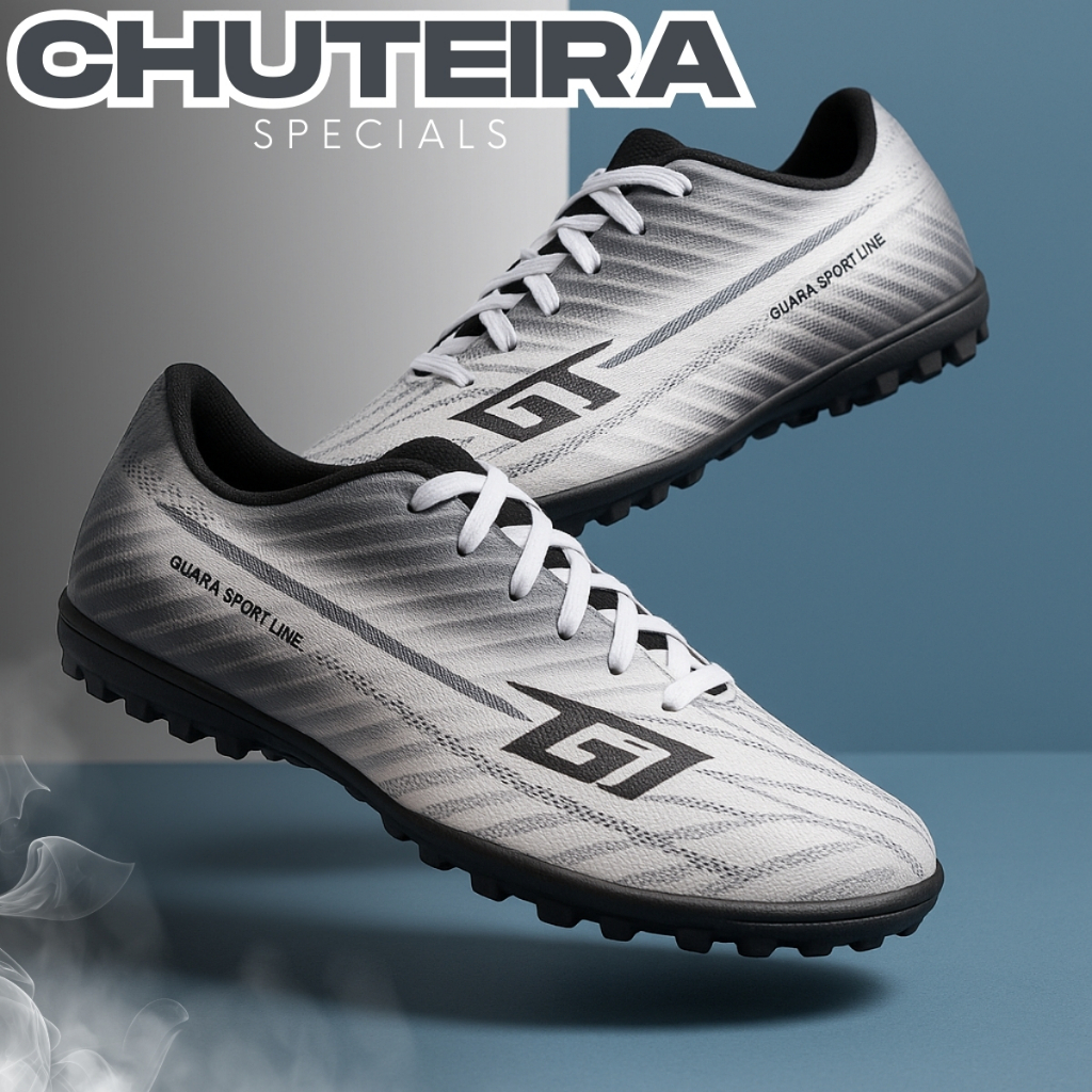 Chuteira Society Futebol Campo Sintético Costurada e Colada Leve e Confortável