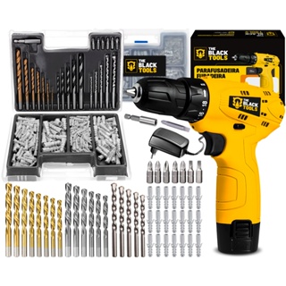 Parafusadeira Furadeira 3/8 Bivolt A Bateria 12v Tb12a The Black Tools Jogo Brocas E Buchas 300 Pçs em Oferta na Shopee