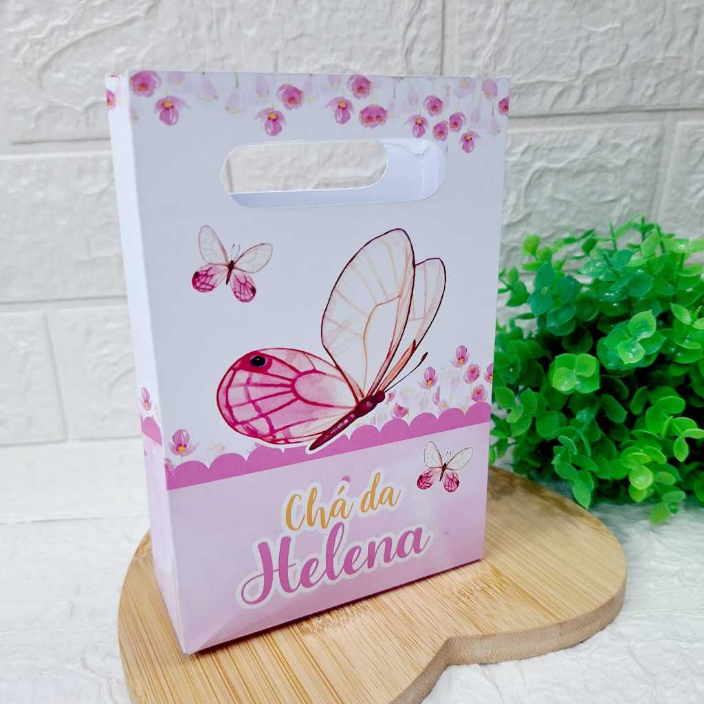 Sacolinha Surpresa Personalizada BORBOLETAS - Lembrancinha para festa - PEGUE E MONTE