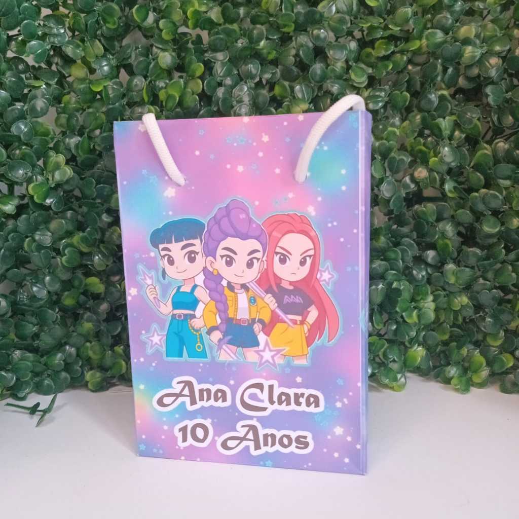 Sacolinha Personalizada Huntrix Cute Guerreiras do Kpop Lembrancinha Surpresa  Festa PEGUE E MONTE
