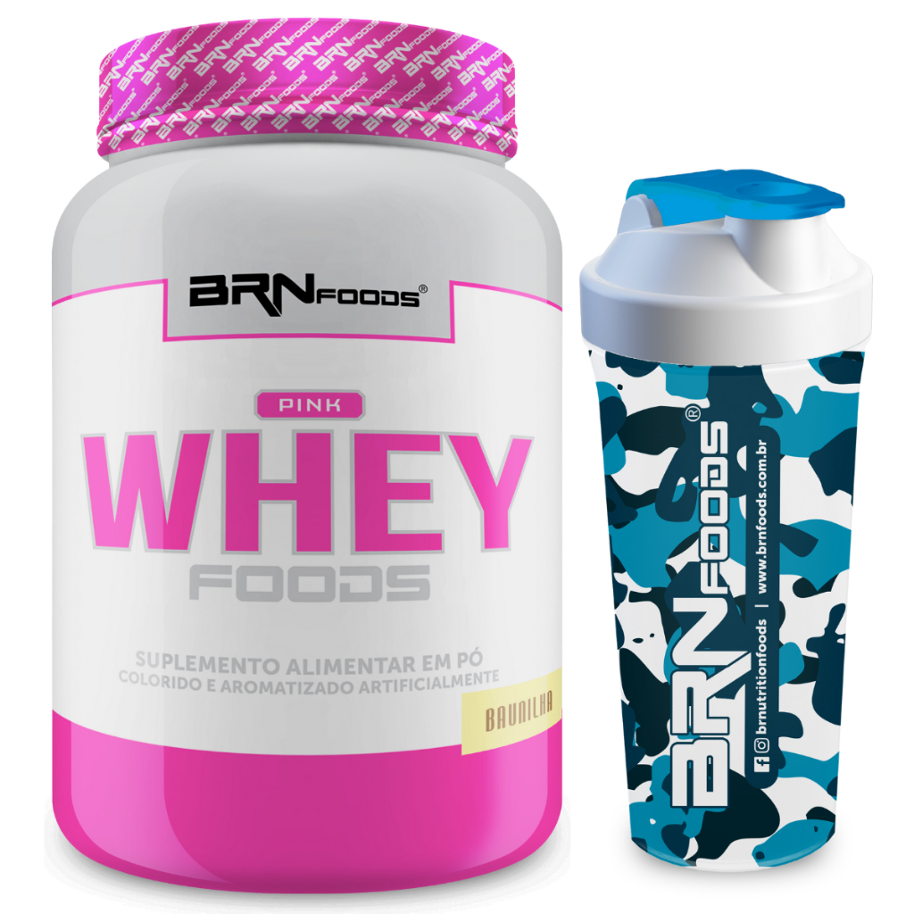 Kit Pink Whey 2kg (com Colágeno) + Coqueteleira 600ml | Ganho de massa magra e Bem-estar - BRN Foods em Oferta na Shopee