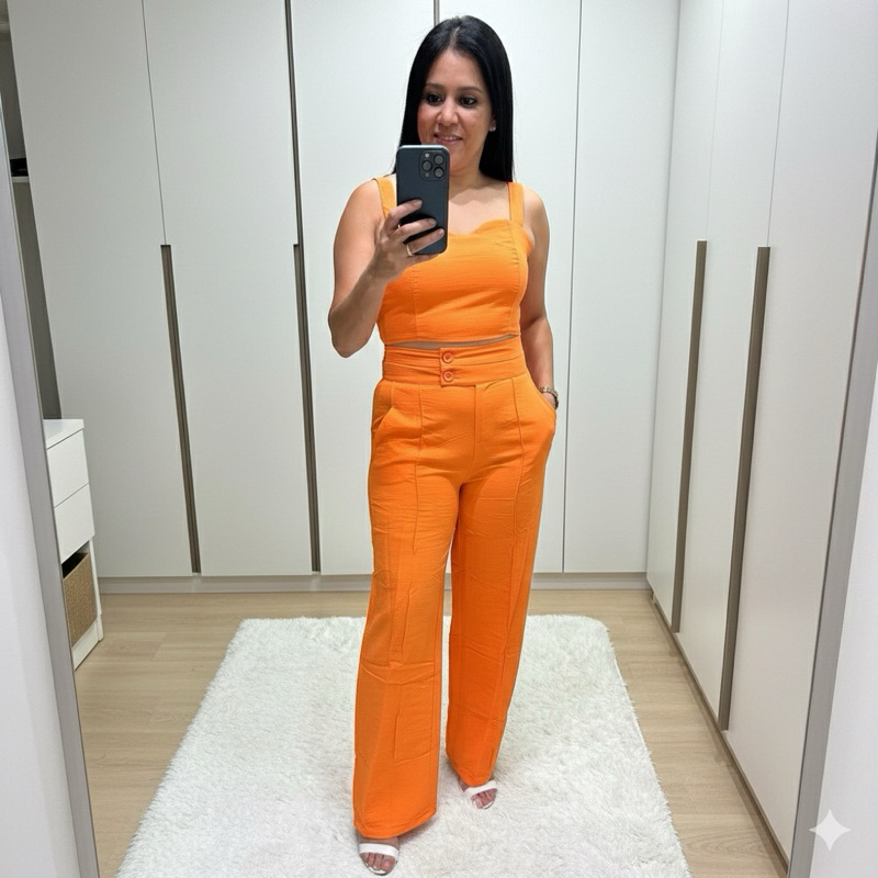 CONJUNTO ALFAIATARIA CORAL (LARANJA) TREND | Tamanho G (Veste 38/40 - Forma Pequena) 🔥