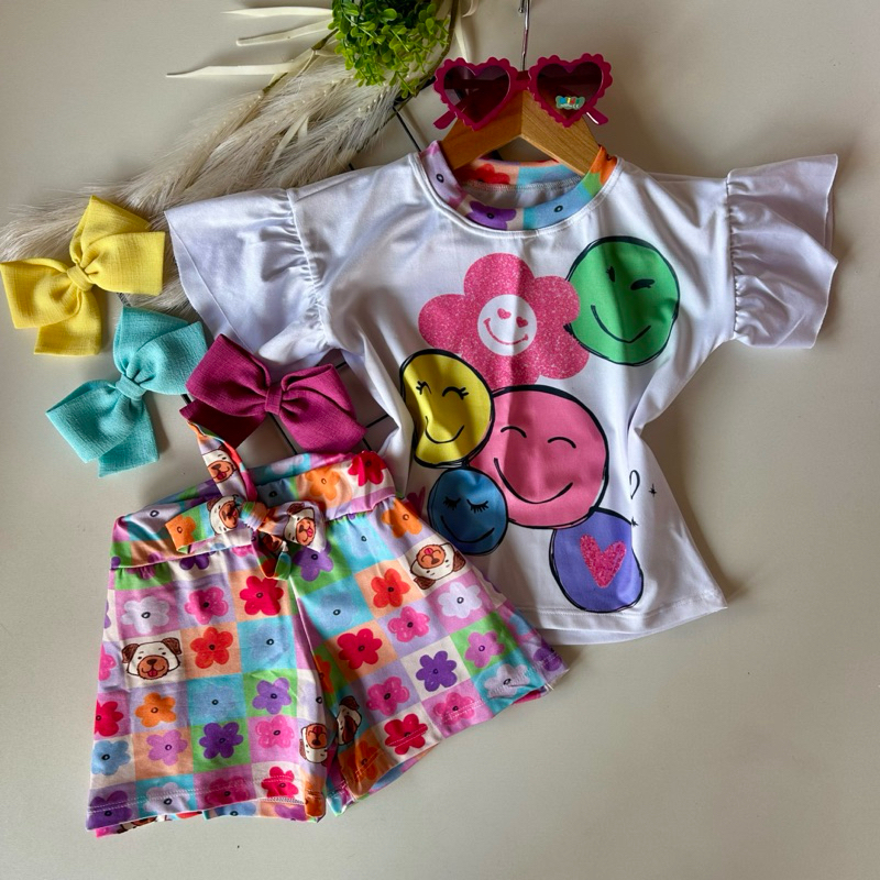 CONJUNTO INFANTIL MENINA PERSONAGEM UNICÓRNIO URSINHOS CARINHOSOS ANIVERSÁRIO TEMÁTICO SHORT BLUSA VERÃO