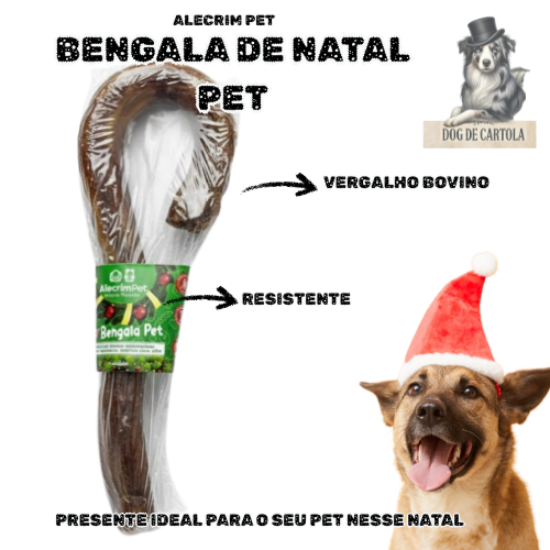 Vergalho Bovino - Mordedor 100% natural AlecrimPet 1un - Bengala Pet Especial de Natal