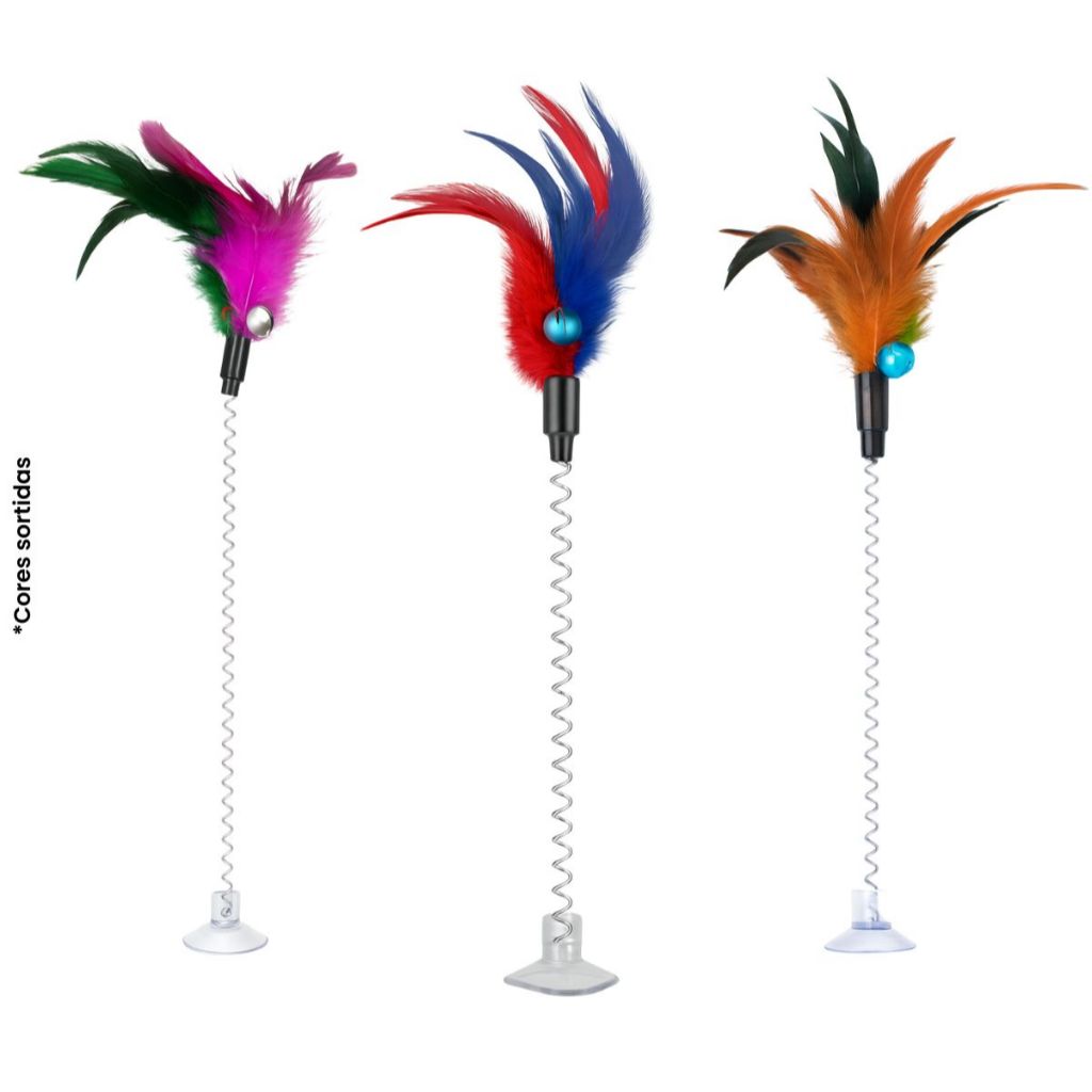 Varinha para Gatos Penas Ventosa grudar