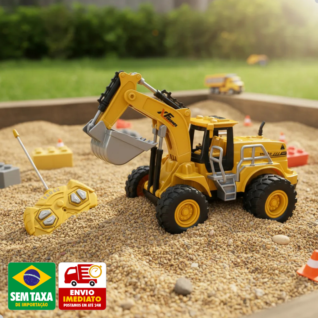 Escavadeira e Pá Carregadeira Controle Remoto 7 Funções 1:22 Trator Brinquedo Construção em Oferta na Shopee
