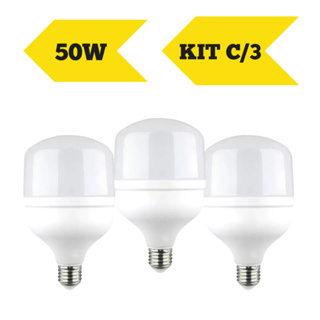 Kit 3 Lâmpadas Bulbo LED 50W Branco Frio 6500K em Oferta na Shopee