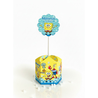 Kit 10 Caixinhas Centro De Mesa Personalizadas De Festa Infantil Bob Esponja Nome Idade em Oferta na Shopee