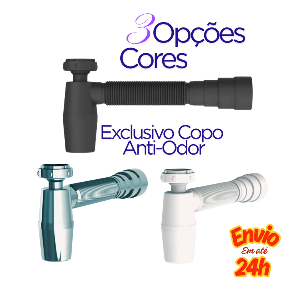 Sifão Para Pia de Cozinha Copo Pia Banheiro Tanque Anti Odor Cromado Branco Preto em Oferta na Shopee