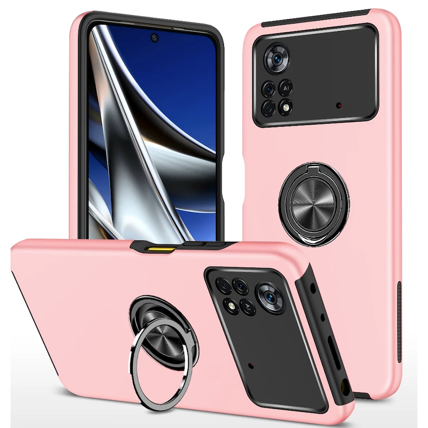 Capa lisa Anti Impacto com Anel embutido de metal gira 360 Para Xiaomi poco x4 pro(película opcinal)