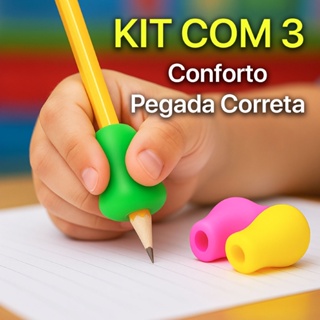 Kit 3 Adaptadores de Escrita Formato Pera Silicone Ergonômico – Conforto e Correção da Pegada em Oferta na Shopee